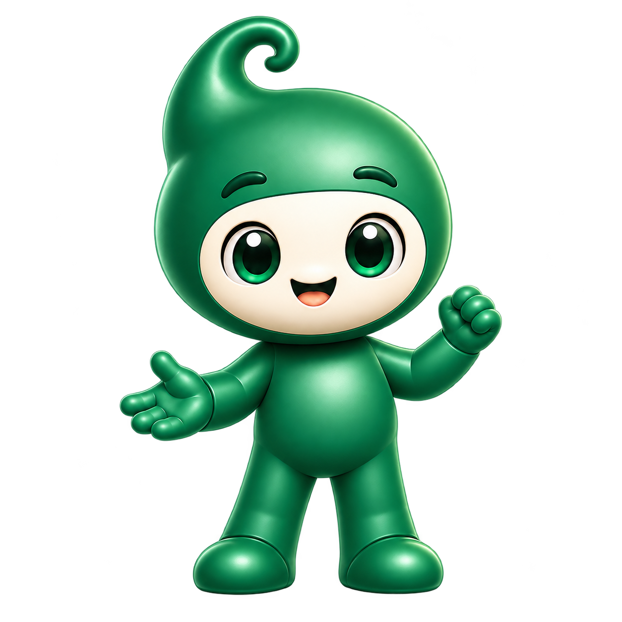Demand Studios green mascot waving
