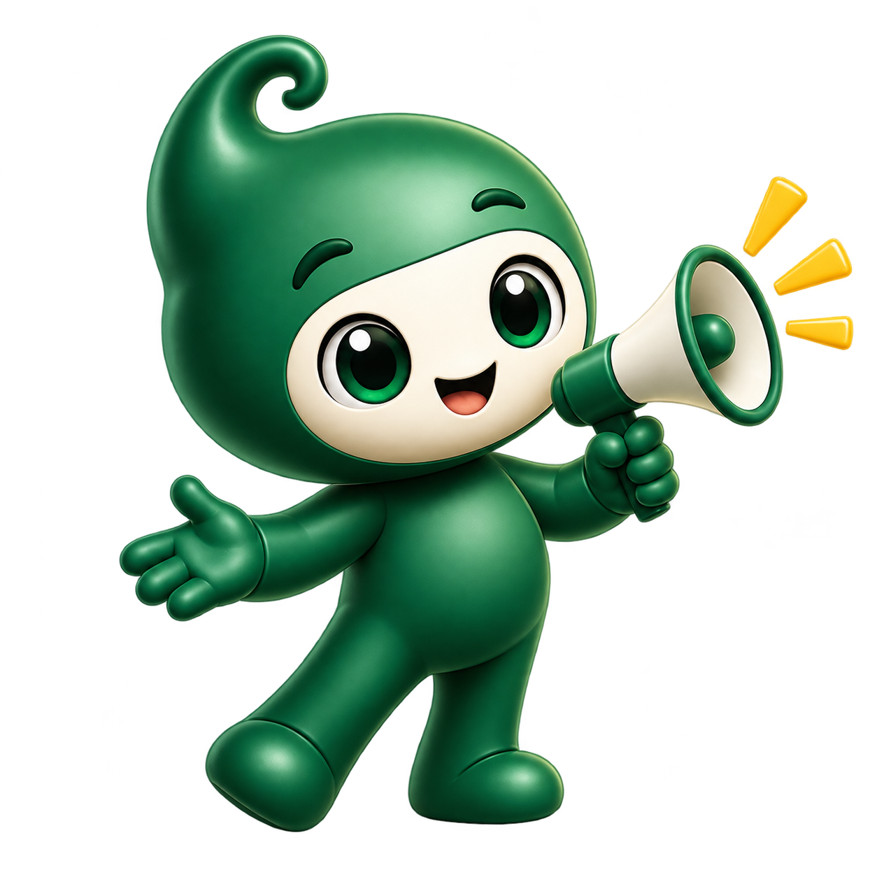 Demand Studios mascot waving goodbye