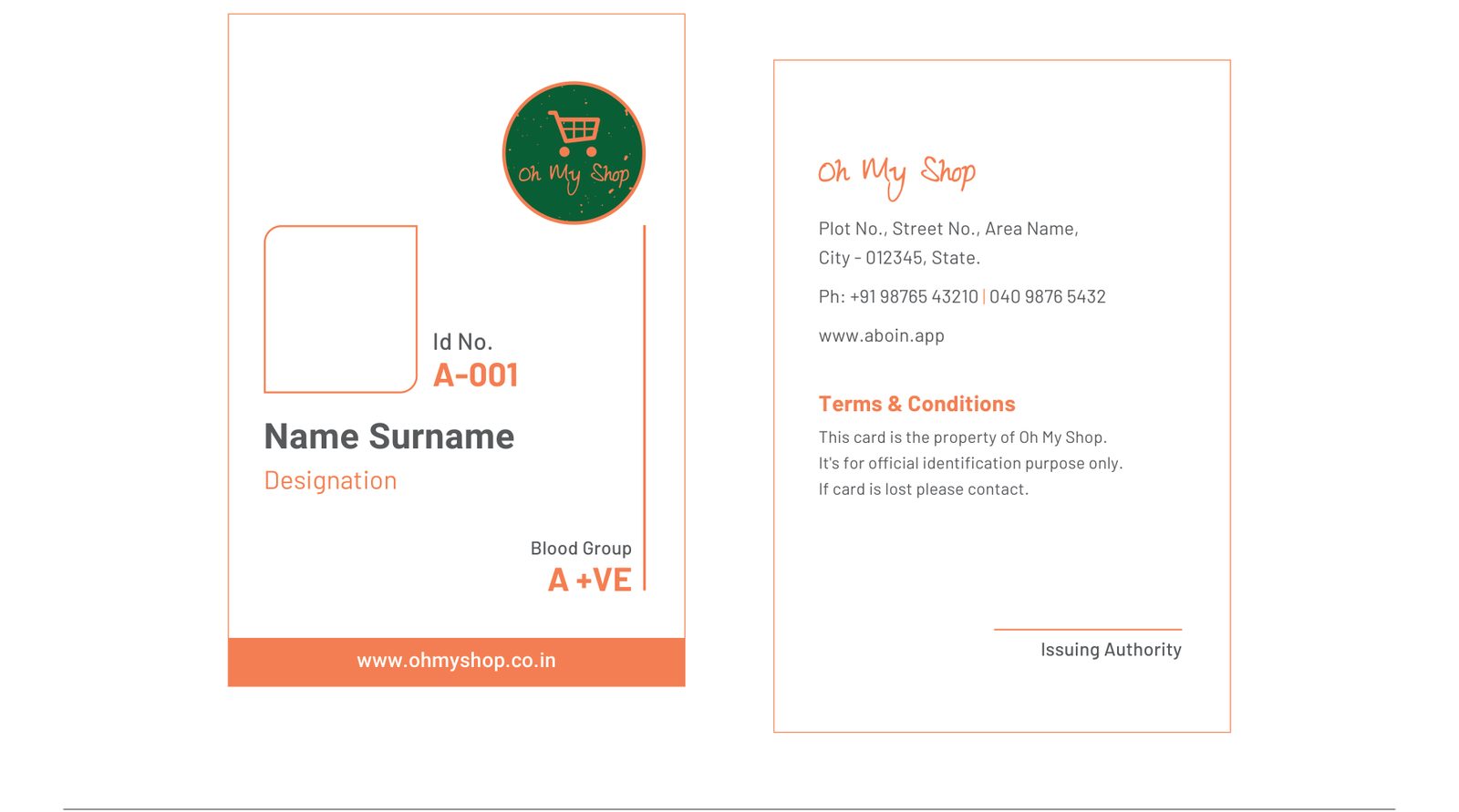 Oh My Shop ID card