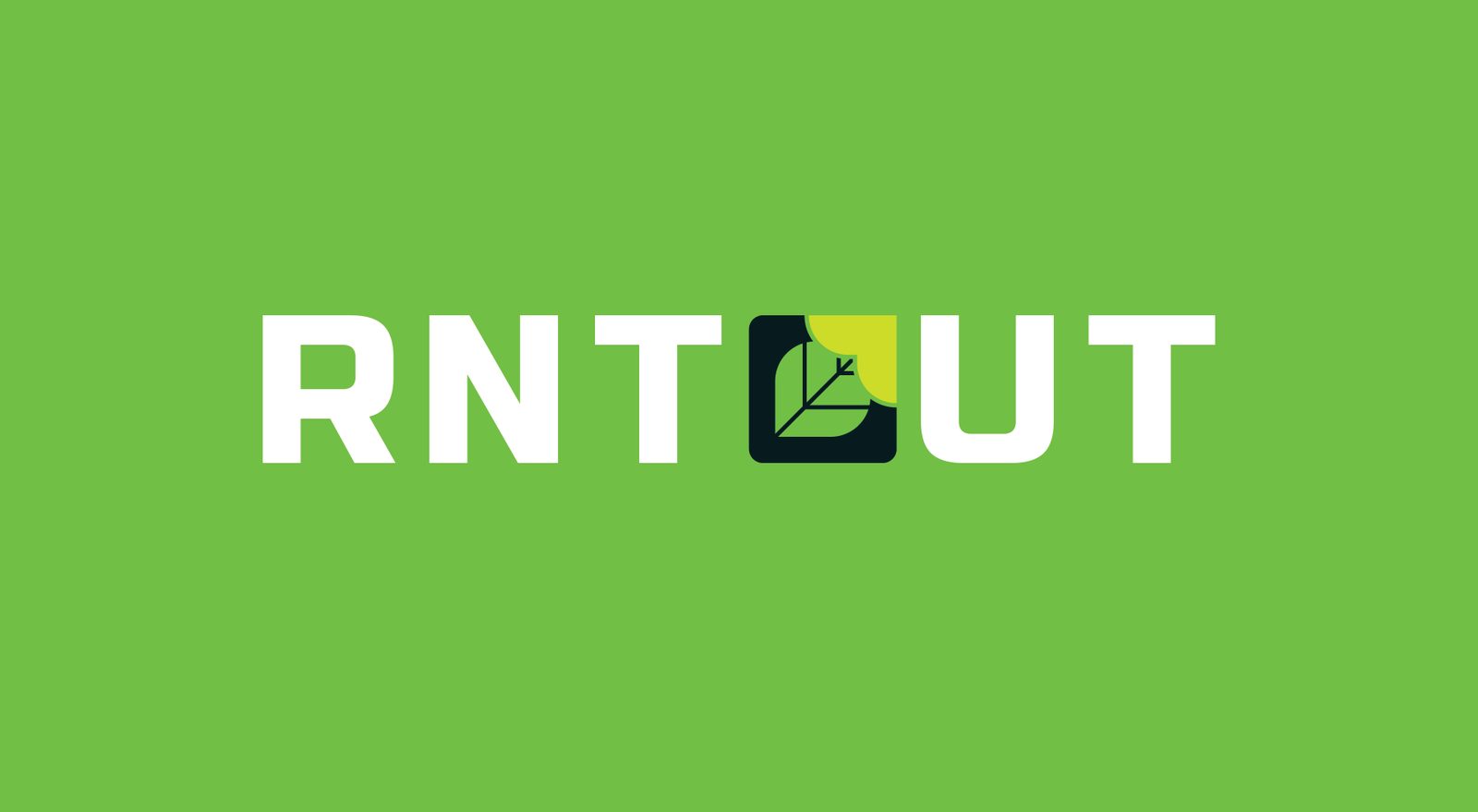 RNTOUT logo on apple green