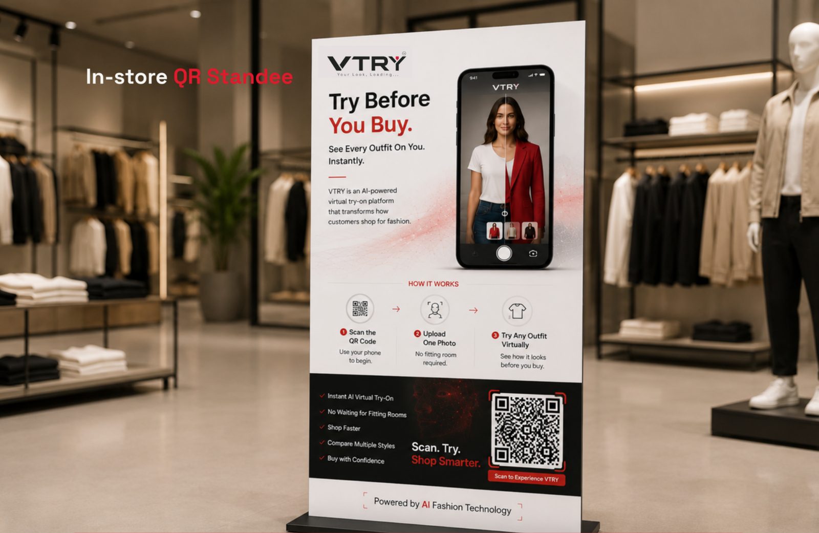 VTRY In-store QR standee